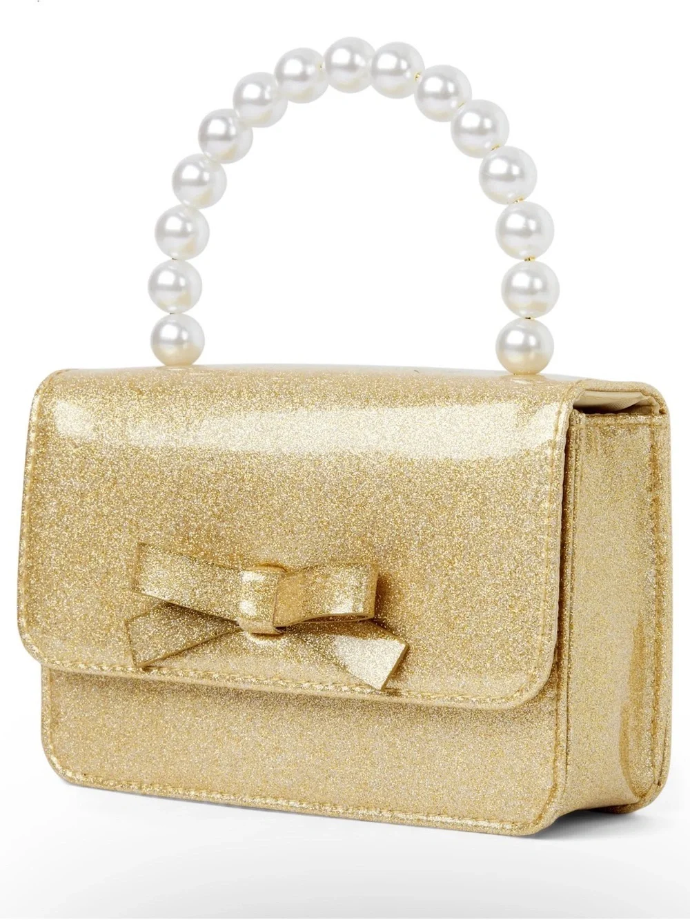 Gymboree Gold Glitter Bow Bag with Pearl Handle
